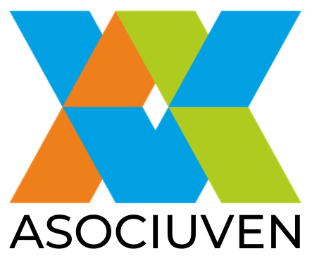 logo asociuven, conformado por formas abstractas en colores azul, verde y naranja.